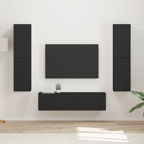 TV-Schrankset 6 pcs Schwarz Holzwerkstoff