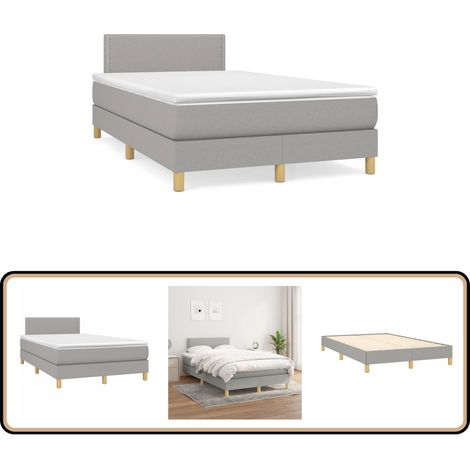 Sommier à lattes de lit et matelas gris clair 120x190 cm tissu - Lit Double - Lit Tapissier - Literie - Chambre À Coucher - Matelas À Ressorts Ensachés