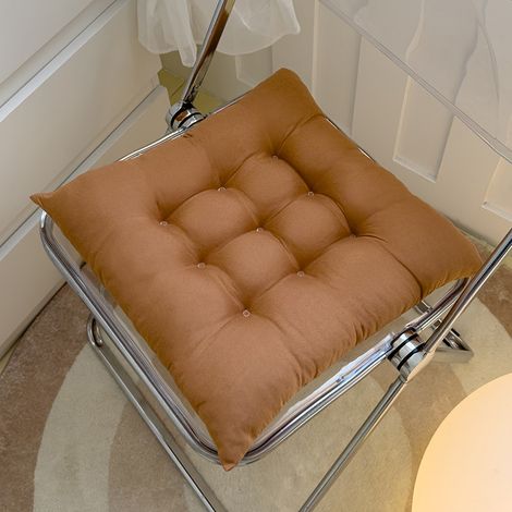 [NON UTILIZZATO] 6 cuscini quadrati per sedia 40x40, cuscini per seduta, cuscini trapuntati per la decorazione della casa, comodi e colorati, ideali per uso interno ed esterno (colore caramello)