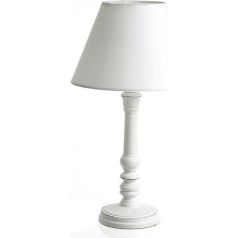 Atmosphera – Lampe à poser en bois – Abat-jour polyester – Culot E14 – Hauteur 36 cm – Puissance 40 W – Diamètre 20 cm