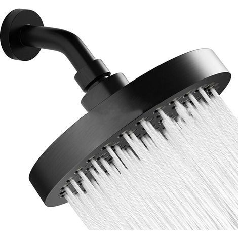 Pommeau De Douche Rond 15 Cm Effet Pluie Acier Inoxydable 304 Anti-Blocage Noir Mat (1/4)