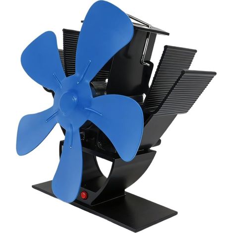 Ventilateur de cheminée portable 5 pour camping, voyage, cheminée portable (bleu) 5 design, technologie alimentée par la chaleur, pas d'électricité, essentiel pour la pêche sur glace, taille compacte (1/5)
