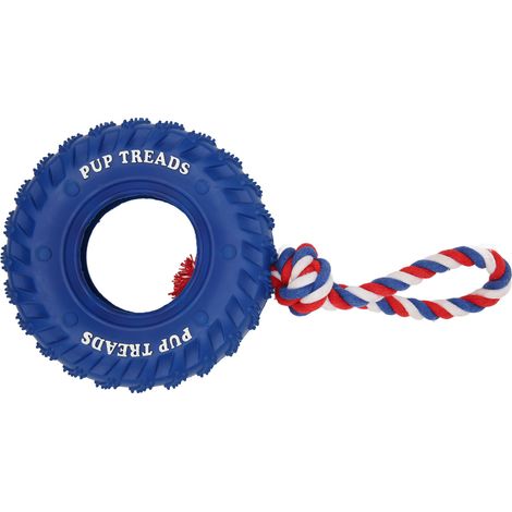Jouet à mâcher en caoutchouc pour chien, résistant aux morsures, distribution de friandises, remorqueur agressif avec corde pour chiens de taille moyenne et grande, bleu (1/5)