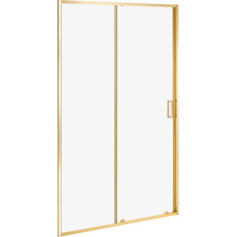Mampara de ducha de vidrio templado transparente con puerta corredera 1200 x 1900 mm dorado Yauri (1/5)