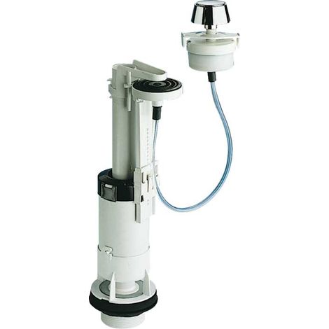 VALVOLA DI SCARICO PNEUMATICA PER CASSETTA MONOBLOCCO IN CERAMICA Kit + Pulsante Cromo lucido