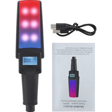 Testeur d'alcoolémie, alcootest numérique à diffusion vocale rechargeable avec brise-vitre, lumière de secours (1/5)