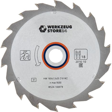 WS24 HM Hoja de sierra para madera 160 x 2,2 x 20 WZ 18 - WS24-100078 (1/2)
