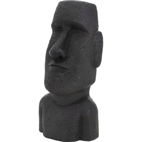 ECD Germany Estatua de la Cabeza de Moai Rapa Nui Tiki 56cm Altura, Hecha de Resina de Piedra Fundida Antracita Figura de la Isla de Pascua Resistente a la Intemperie Decorativa para el Hogar y Jardín (1/5)