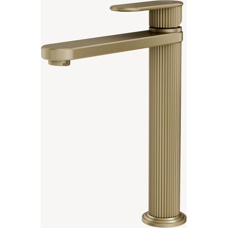 Miscelatore lavabo da appoggio oro spazzolato - Hera