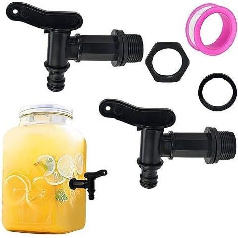 Valvola per serbatoio di acqua piovana da 3/4 di pollice, valvola in plastica per serbatoio d'acqua, collettore d'acqua, rubinetto, confezione da 2 (1/5)