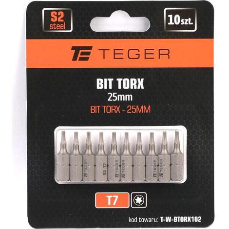Punta Torx 25 mm/T7 (set da 10) / teger