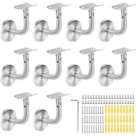 Support de Rampe Main Courante Acier Inoxydable - Lot de 10 Pièces, Fixation Murale pour Escalier et Rampes (1/5)