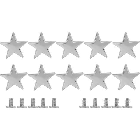 10 pièces Rivets étoiles en métal 20mm Rivets étoiles en alliage de Zinc haute brillance avec vis PH 7mm pour vêtements chaussures vestes (Argent) (1/5)
