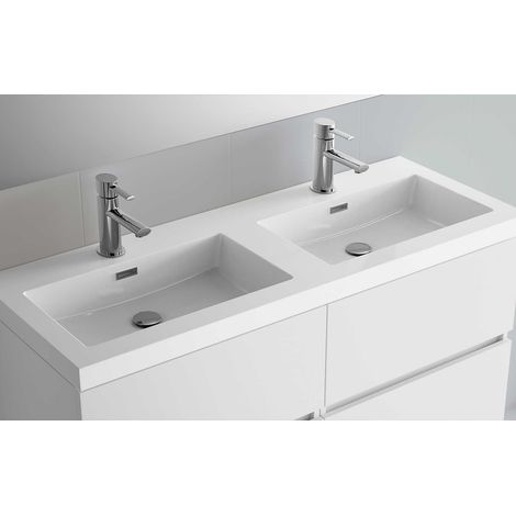 Waschtisch TOSCANA 1400 doppelt MINERALGUSS WEIß 1405 x 50 x 460 mm