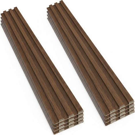 Bach - Set 8 Pannelli Fonoassorbenti Decorativi 18x150x2,1 cm per Interno ed Esterno in WPC Walnut (1/4)