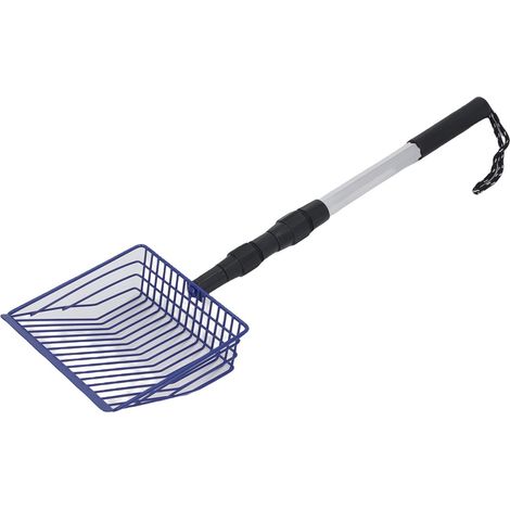 Pelle à litière pour poules en métal, 3 sections, longue, antiadhésive, à main, bleue (1/5)