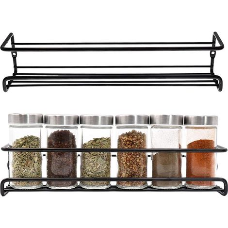 de étagères à épices murales × cm pour armoires cuisine garde-manger étagère rangement suspendue robuste. Lot 2 29 6 5 noir (1/4)
