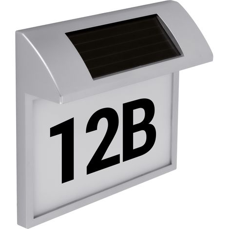 Lampada da parete solare per esterni con numero civico ADDRESS LED 0,18W 6500K IP44 cromata (1/2)