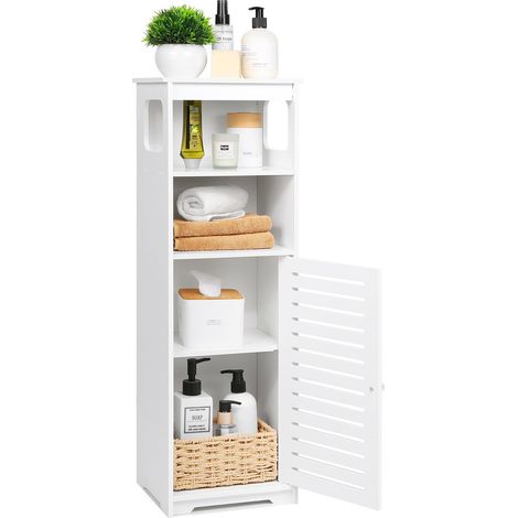 Bathroom Storage Cabinet, White Freestanding Floor Cabinet with Shelves, Home Storage Furniture for Toilet, Bedroom, Kitchen & Living Room (1/5)