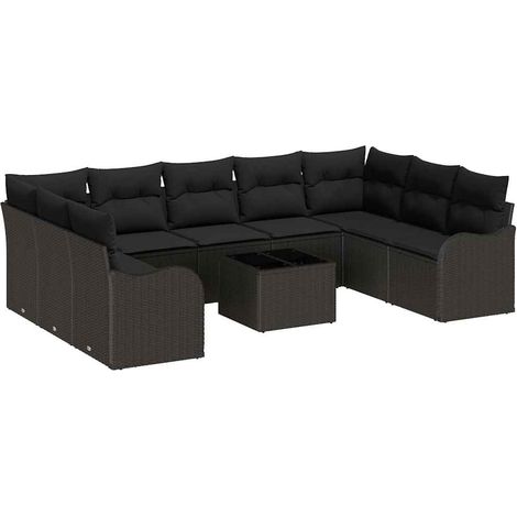 Maison Exclusive - Gartensofa-set Schwarz Poly-Rattan