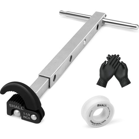 Clé de lavabo télescopique, manche extensible de 10 à 17 pouces, clé à écrou de robinet entièrement polie avec capacité de mâchoire de 3/8 à 1-1/4 pouces pour les espaces difficiles d'accès (1/5)