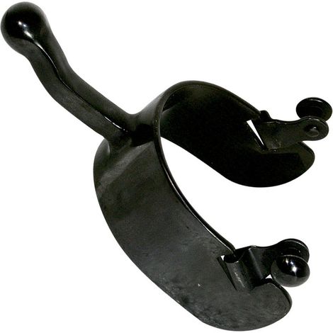 Speroni Western in ferro brunito a fascia larga con gambo a goccia 75 mm