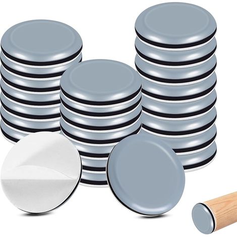 24PCS Patin Glissant PTFE adhésif Patins en téflon pour Meubles de Protection de Sol Gris(Ø30MM Rond) (1/5)