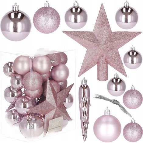BAUMKUGELN FÜR DEN WEIHNACHTSBAUM 33 STÜCK WEIHNACHTSBAUM 8/6/5 SET UNZERBRECHLICH + STERN