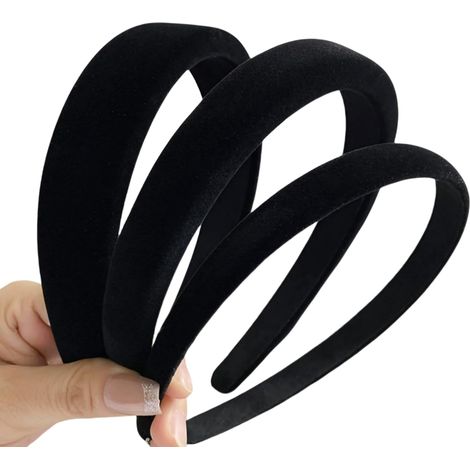 3 pièces de velours serre-tête femme noir, 3 tailles serre-tête large en velours pour femme noir large,pour les filles femmes Noël Halloween Carnaval (1.5cm 2cm 3cm)