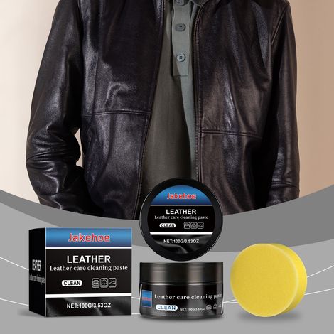 Crème nettoyante et d'entretien pour le cuir des meubles, pour le polissage et l'entretien du cuir, crème d'entretien pour le nettoyage et la rénovation des canapés en cuir -- Crème nettoyante 100 g1 (1/5)