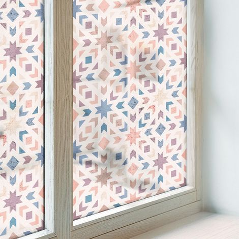 Sichtschutzfolie 50x146 cm Blickdicht Dekorfolie PVC Dekorativ Folie für Zuhause Badezimmer Selbstklebend Sichtschutz Fenster Milchglas Bunte Muster