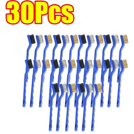(D-30 pièces (10 ensembles)) Brosse de nettoyage en laiton, métal laiton/acier inoxydable/nylon, adaptée aux hottes à gaz, dégraisse et élimine les taches, outil de nettoyage des plaques de cuisson (1/4)