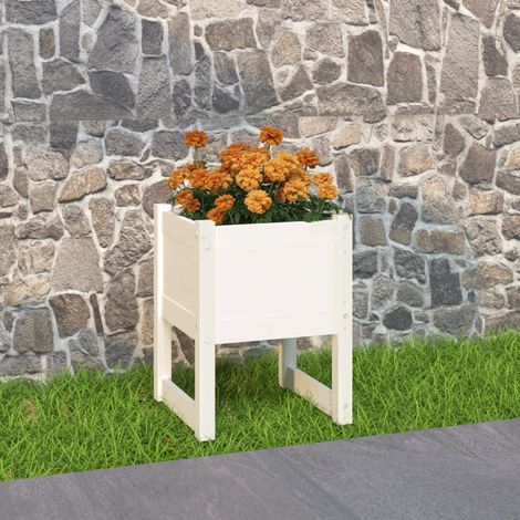 Jardinière de jardin - Balconnière à fleurs Blanc 40x40x52,5 cm Bois massif de pin BV599575 - BonneVie (1/5)
