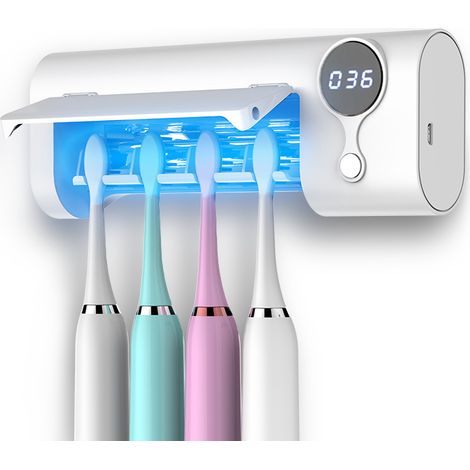 Support Mural Brosse à Dents avec Stérilisation UV et Port USB, Distributeur Automatique pour Salle de Bain, Élimination des Germes 99,99 %-lsw (1/5)