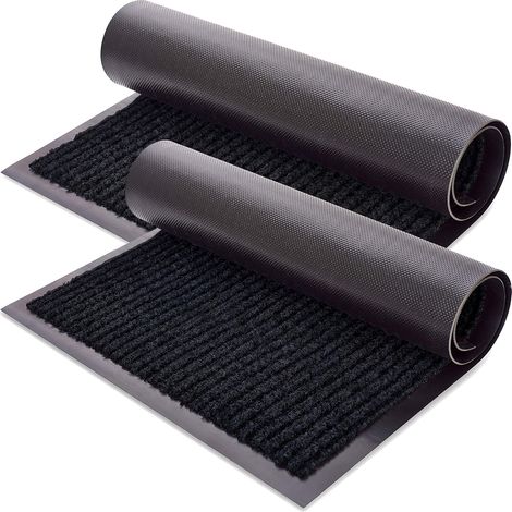 Tapis D'Entrée - Tapis Intérieur Extérieur Antidérapant En Polyester Et Caoutchouc Recyclé - Pour Porte Avant Arrière Cuisine Salle De Bain Patio Garage - 76 x 45 cm - Lot De 2 (1/5)