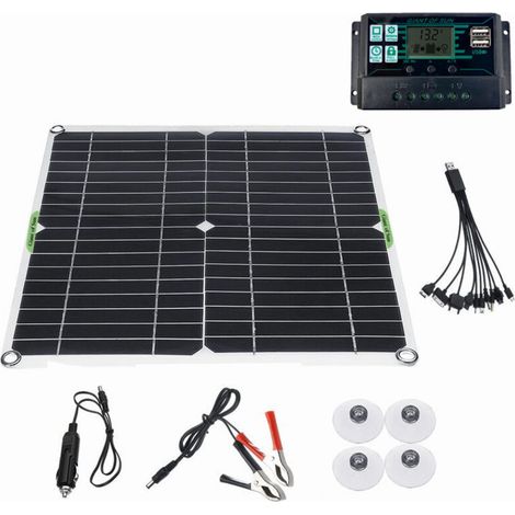 Kit Panneau Solaire 80w 100a 12v Batterie Chargeur Contrôleur Caravane Bateau Extérieur (1/4)