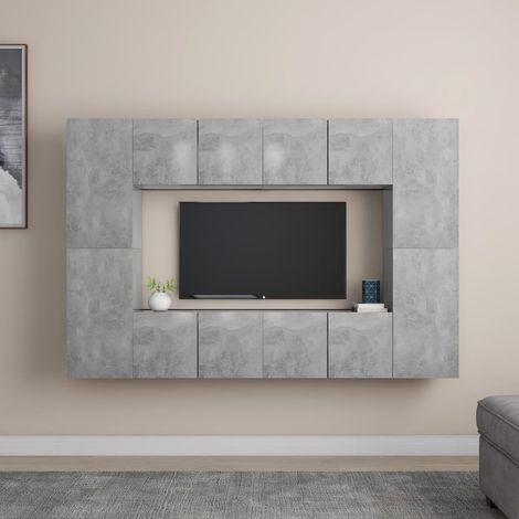 8 Piece TV Cabinet Set Concrete Grey Engineered Wood vidaXL (1/5)
