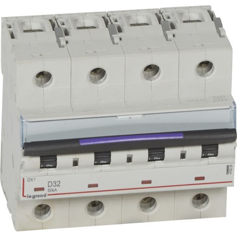 Disjoncteur DX 50kA arrivée haute et départ bas à vis 4P 400V 32A courbe D 6 modules (410229) (1/2)