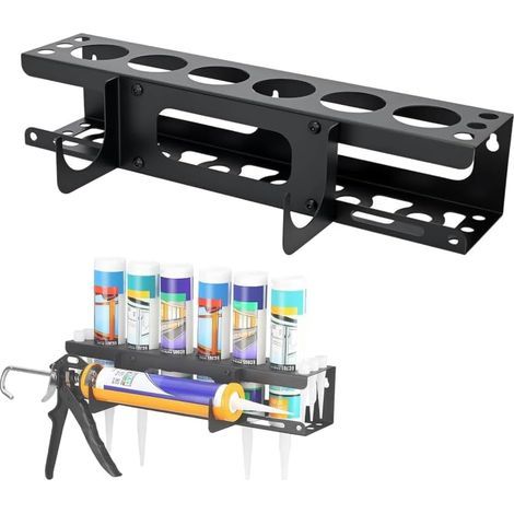 Wall-Mounted Silicone Cartridge Holder, Aerosol Storage Rack with 6 Holes, Caulking Tube Storage Organizer for Garage, Workshop, Home 41x8.5x8.5cm (1PCS) (1/5)