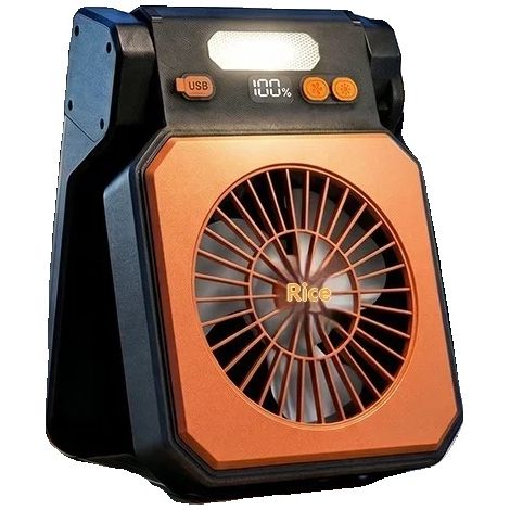 Ventilateur Portable, Panneau Solaire, Rechargeable par USB, Orange (1/2)