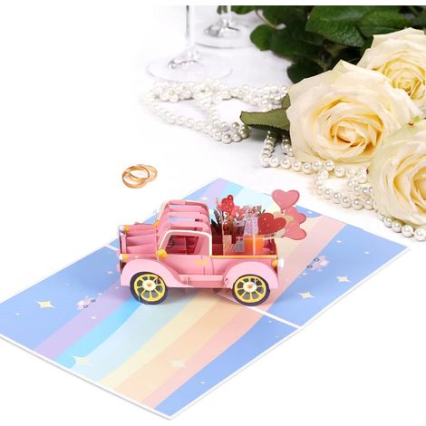 Cartes pop-up 3D pour voiture de mariage - faire-part de mariage originaux - cartes d'invitation nuptiales - cadeaux invités mariage avec surprise (1/5)
