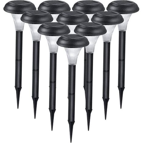 Éclairage solaire extérieur pour allée, 10 lampes LED lumineuses pour chemin, terrasse, jardin, pelouse, cour, étanche double joint, décor paysager, poteau extérieur (1/4)