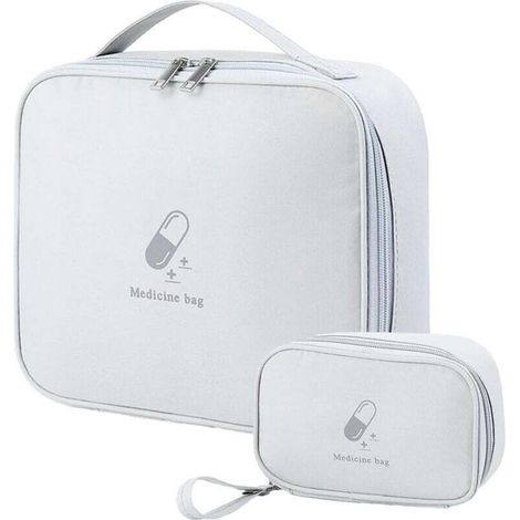 Bardusch-Lot de 2 sacs à médicaments, pilulier, petit porte-médicaments portable, mini trousse de premiers secours portable pour activités de plein air, sport, maison, camping, randonnée, gris, sac à