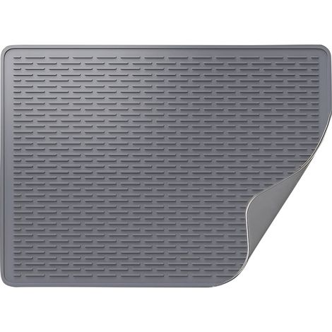 Tapis de drainage en silicone résistant à la chaleur pour comptoirs et tables de cuisine, gris foncé (1/5)