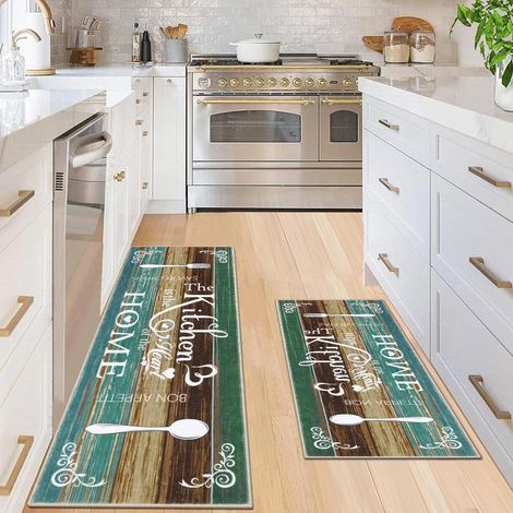 2 Tapis de cuisine, antidérapant, lavable, design abstrait, pour couloir, salle à manger (1/5)