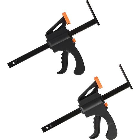 Triton – Serre-joint 320 mm – Lot de 2 – Acier noir pour fixation rail de scie – Prise ferme et sécurisée pour projets de menuiserie (1/2)