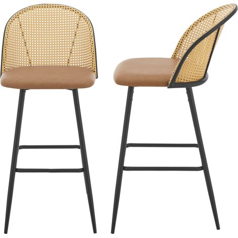 Barhocker Gausdal 2er Set Braun / Schwarz [en.casa]