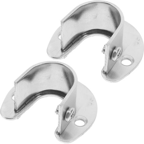 Supports de tringle à vêtements en acier inoxydable (2 pièces) pour tubes ronds 25 mm, base robuste (1/5)