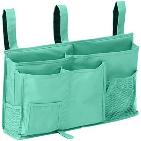 1 Sac de rangement pour lit superposé(Vert Clair), sac de rangement pour lit suspendu, 8 poches, pour lit de chambre d'étudiant, lit d'hôpital, barreaux de lit pour bébé, 600D Oxford Cloth (1/5)