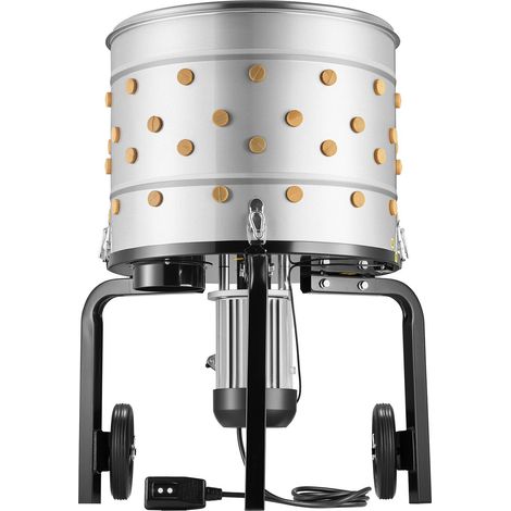 Déplumeuse de poulet 500mm, 900W, 230tr/min, 98 doigts souples, roues de transport, inox, pour 2 volailles à la fois. (1/5)